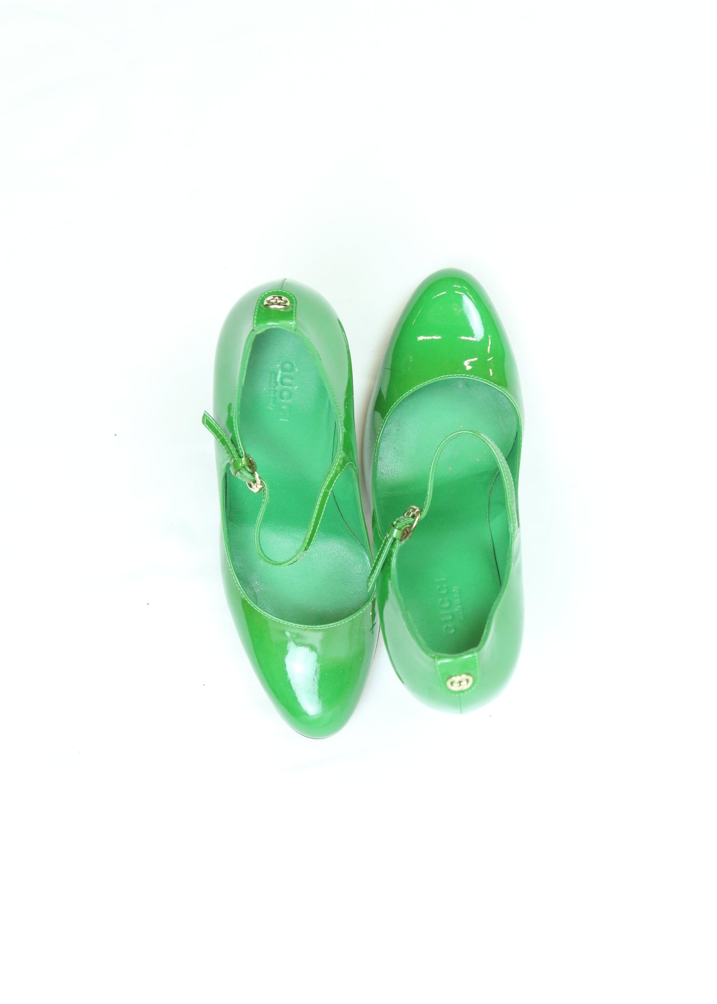 Women's Green Gucci Patent Leather Mary Jane Heels Size 5