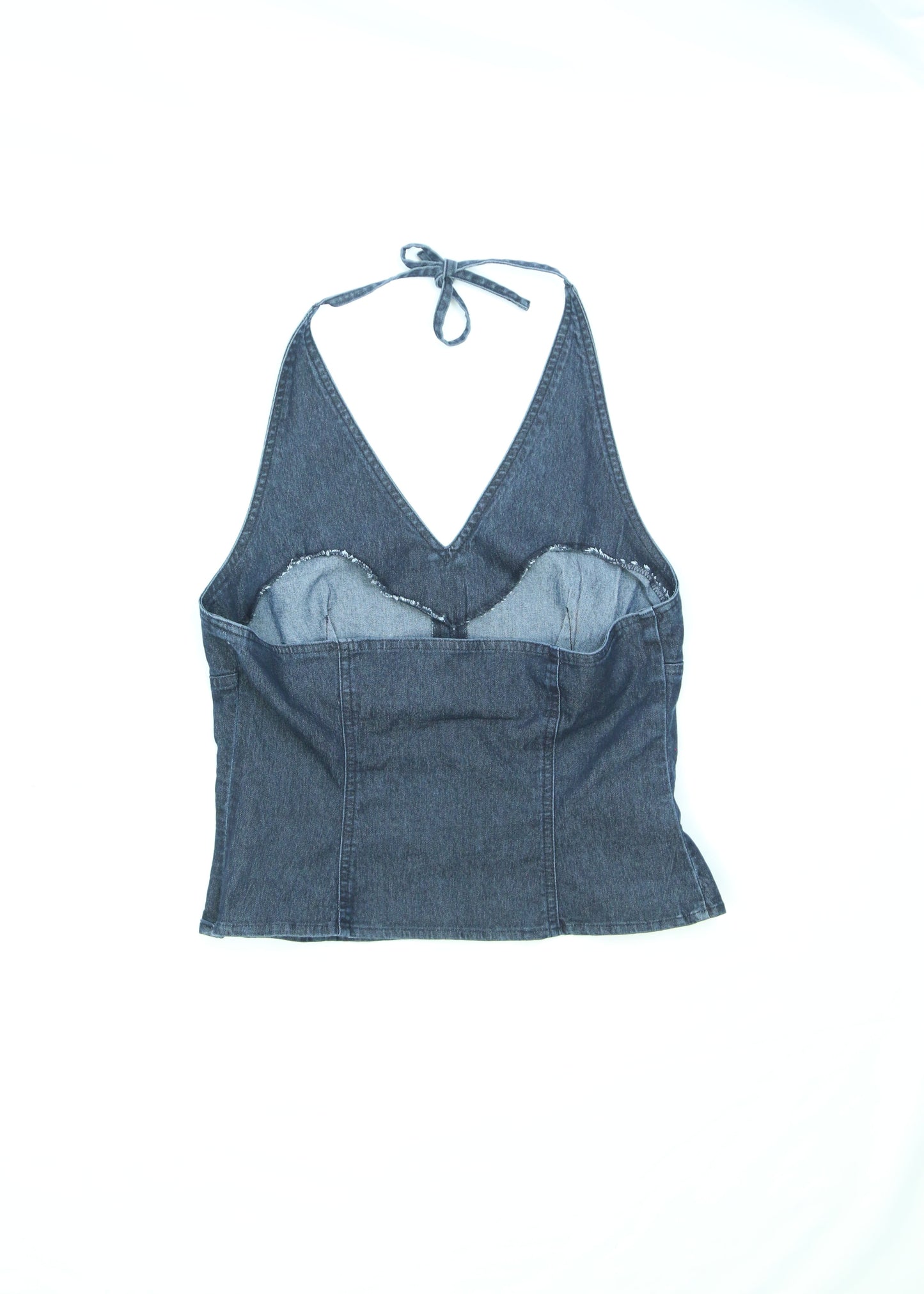 Women's RW & CO Dark Wash Denim Halter Top Size XS