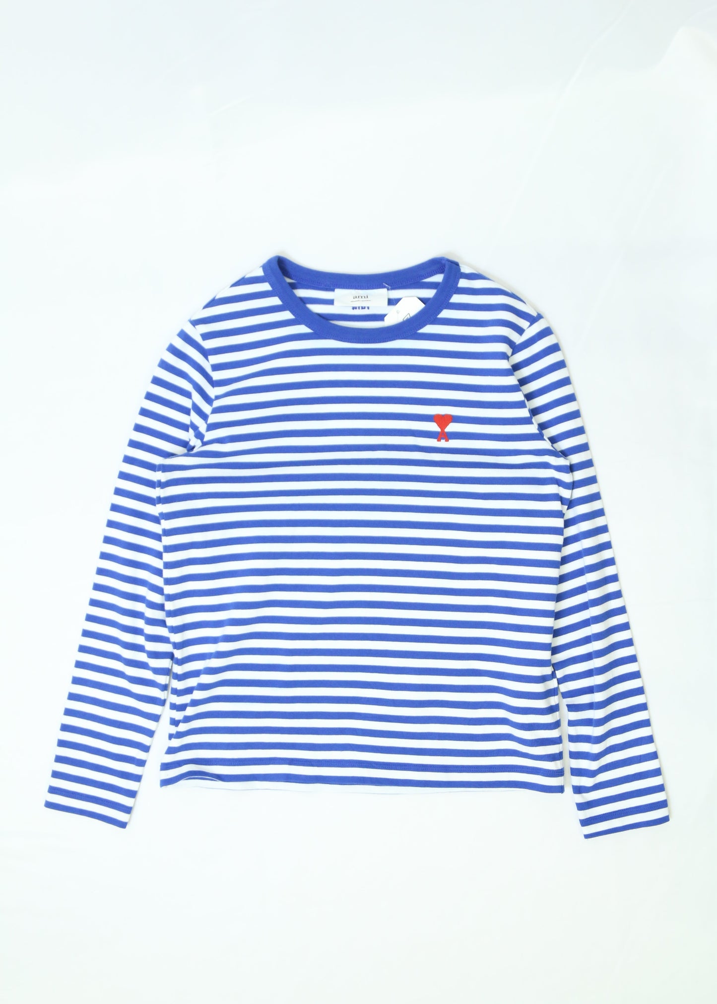 Men's Ami Heart Logo Striped Long Sleeve Size Medium