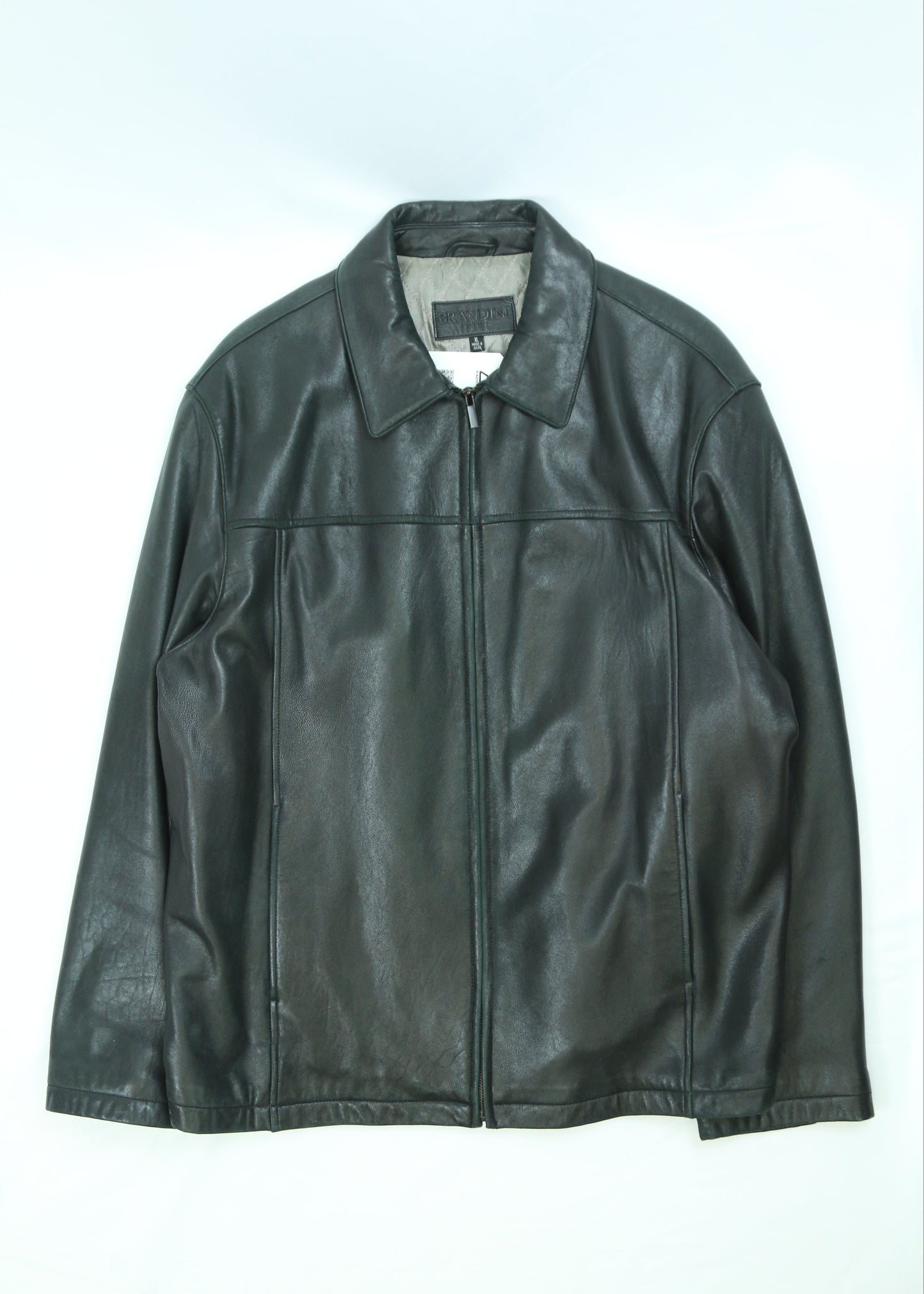 Men's Black Brandini Leather Jacket Size XL