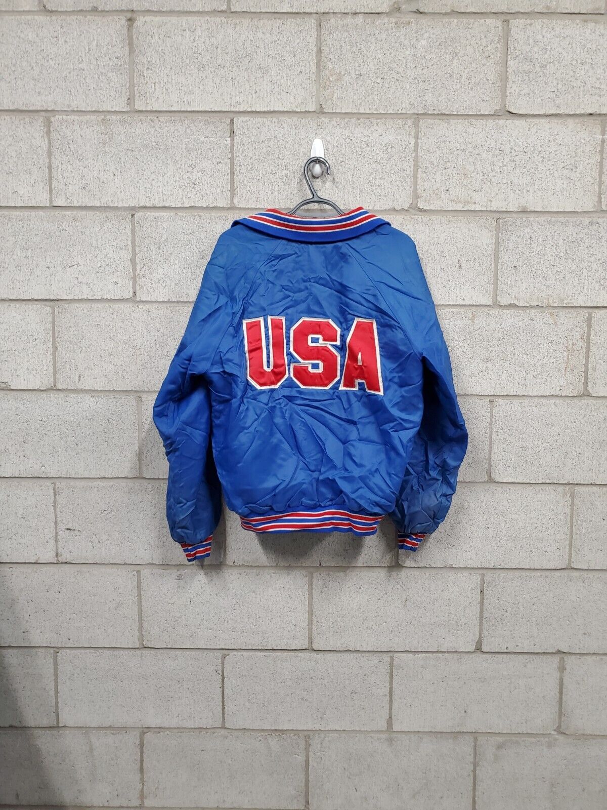 Mens USA Bomber Jacket Blue Size Large