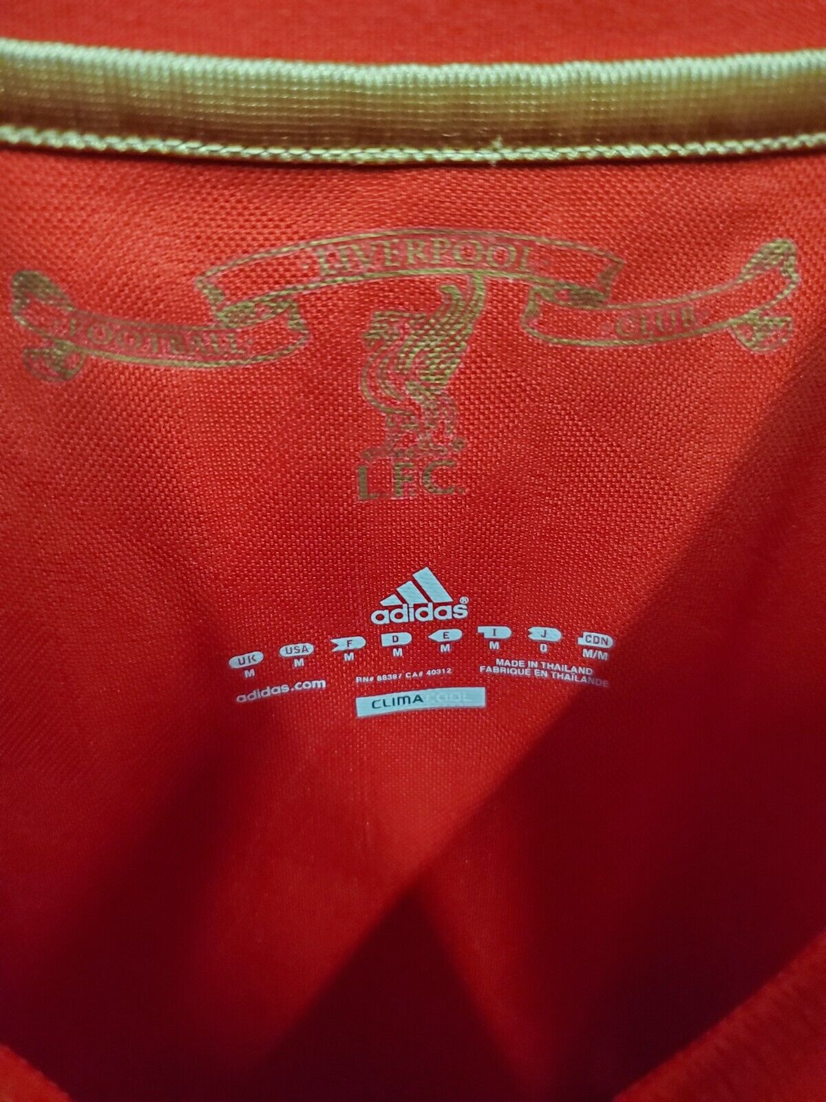 Mens 2010 Liverpool FC Adidas Jersey Size Medium