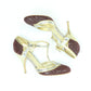 Women's Miu Miu Burgundy Glitter & Gold Heels Size 5.5