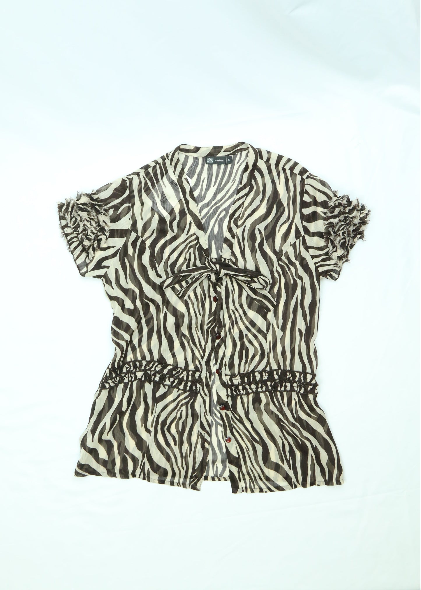 Women's Brown Zebra Striped Blouse Size Medium