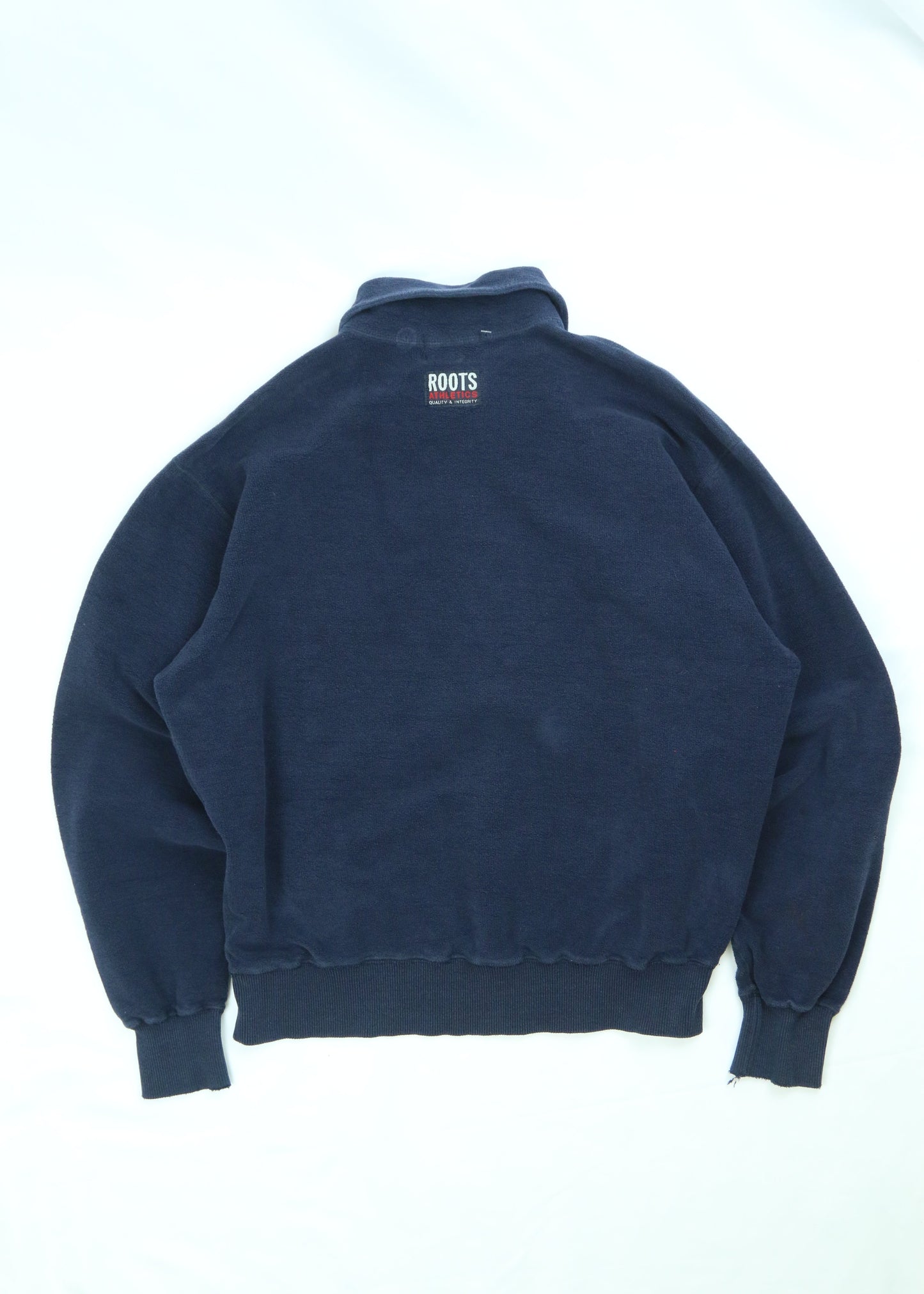 Men's Vintage 90s Roots Athletics Navy Blue Quarter-Zip Size Small