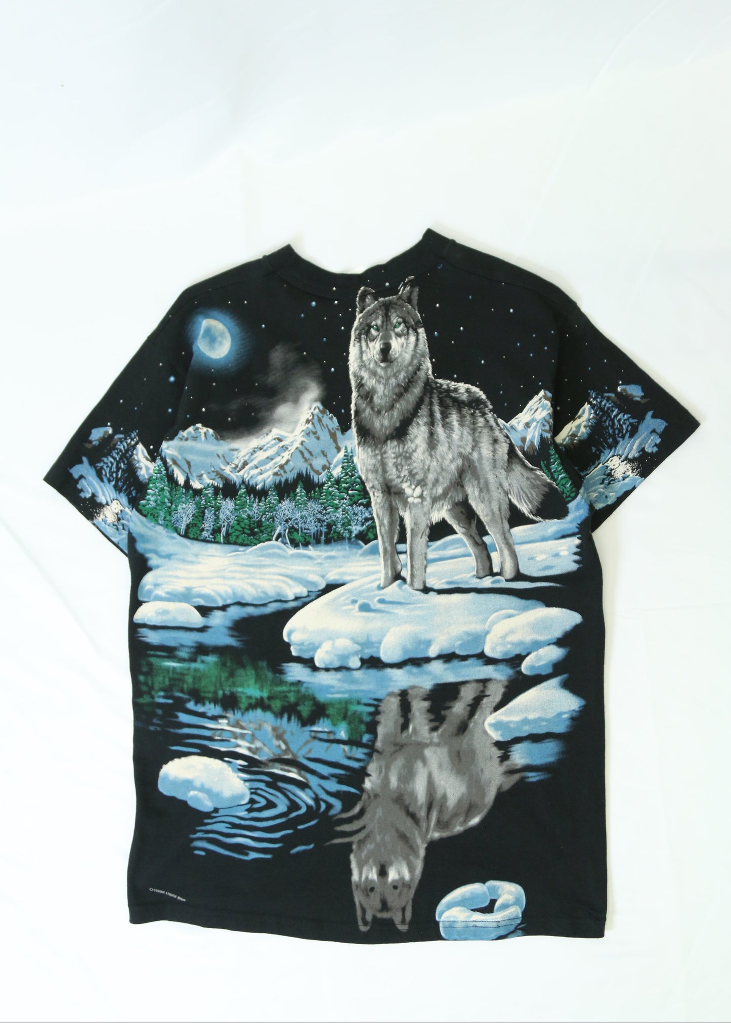 Men's Vintage Liquid Blue Wolf T-Shirt Size Large