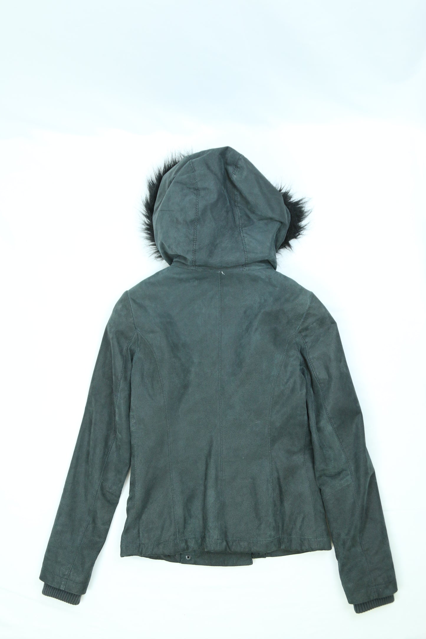 Women's Danier Black Fur-Lined Leather Jacket Size 3XS