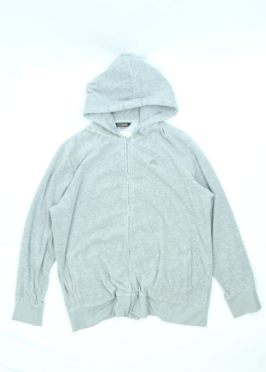 Women's Light Gray Kappa Full-Zip Hooded Sweatshirt Size XL