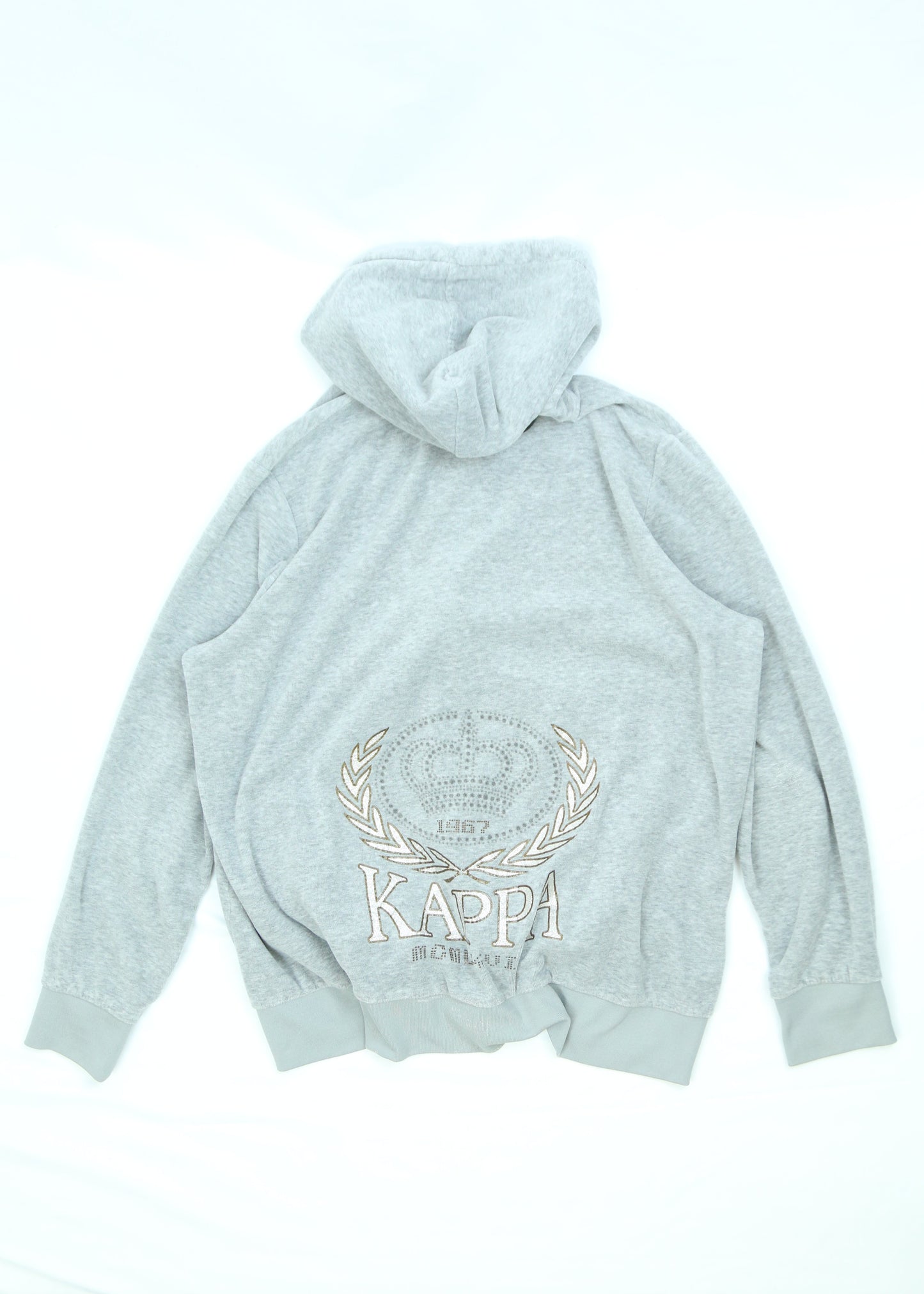 Women's Light Gray Kappa Full-Zip Hooded Sweatshirt Size XL