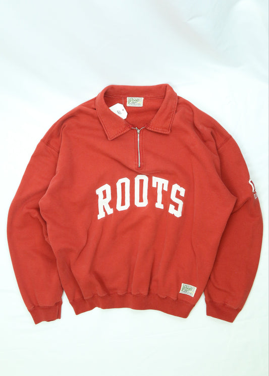 Men's Vintage 90s Red Roots Canada 1/4 Zip Size XL