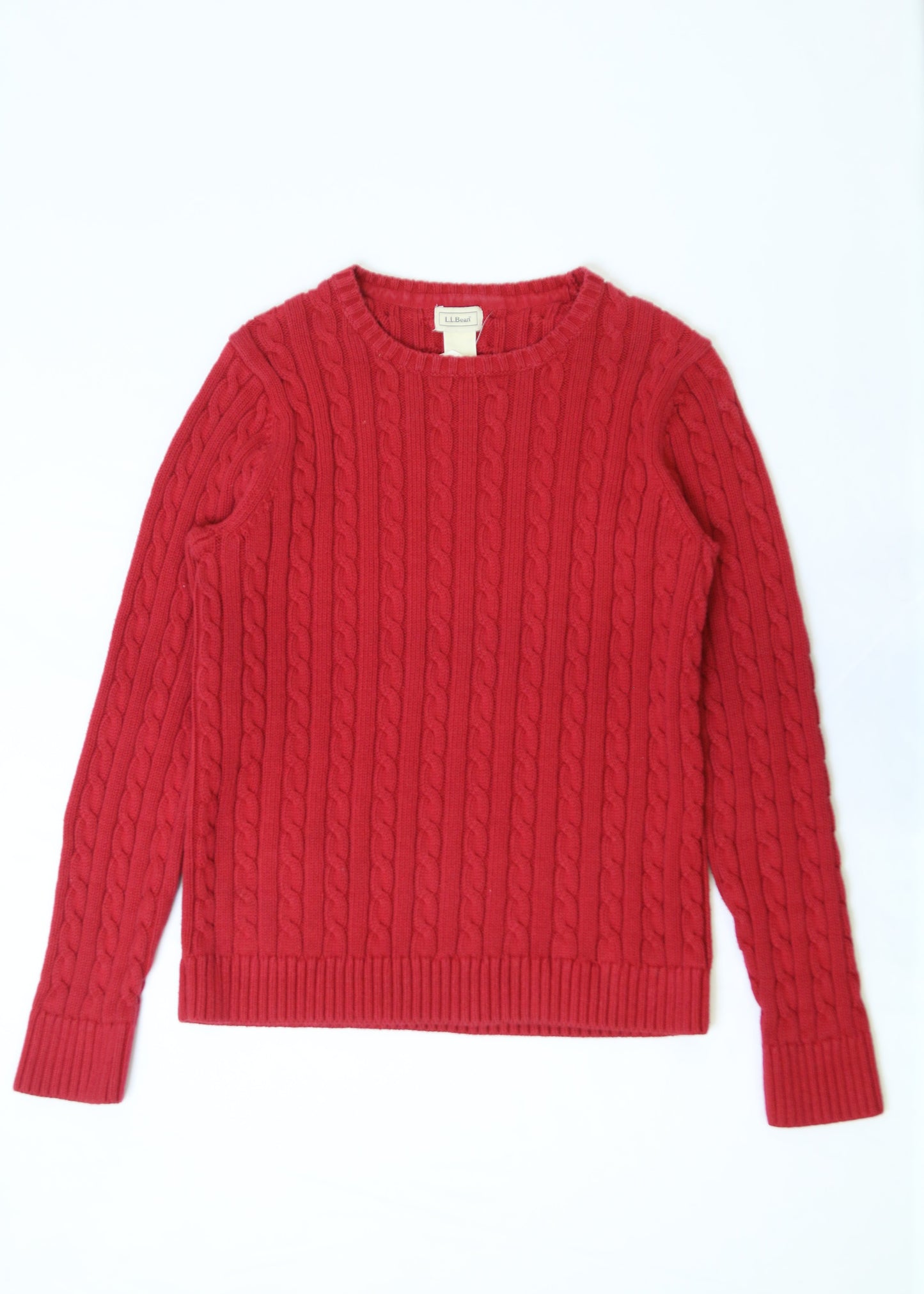 Women's Red LL Bean Fisherman Knit Sweater Size Medium