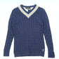 Women's Navy Hudson's Bay cable Knit Sweater Size Medium