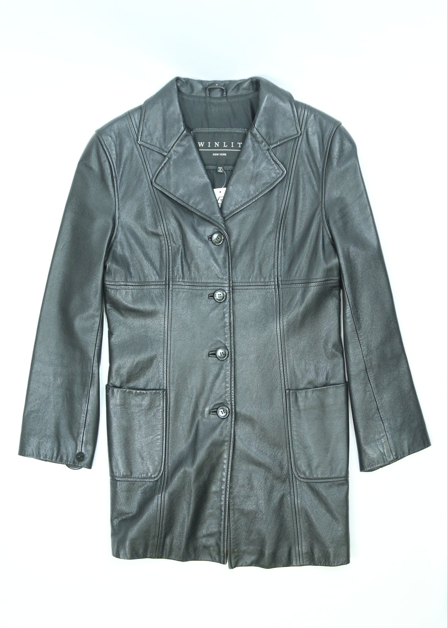 Women's Black Winlit Leather Jacket Size Medium