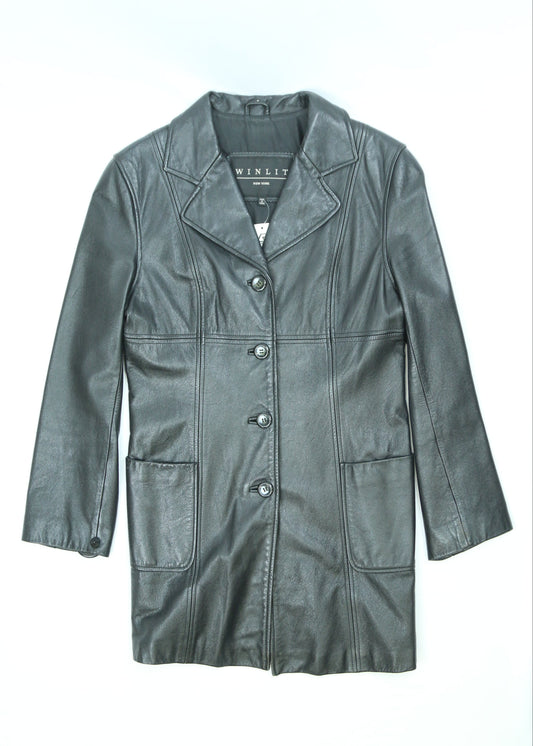 Women's Black Winlit Leather Jacket Size Medium