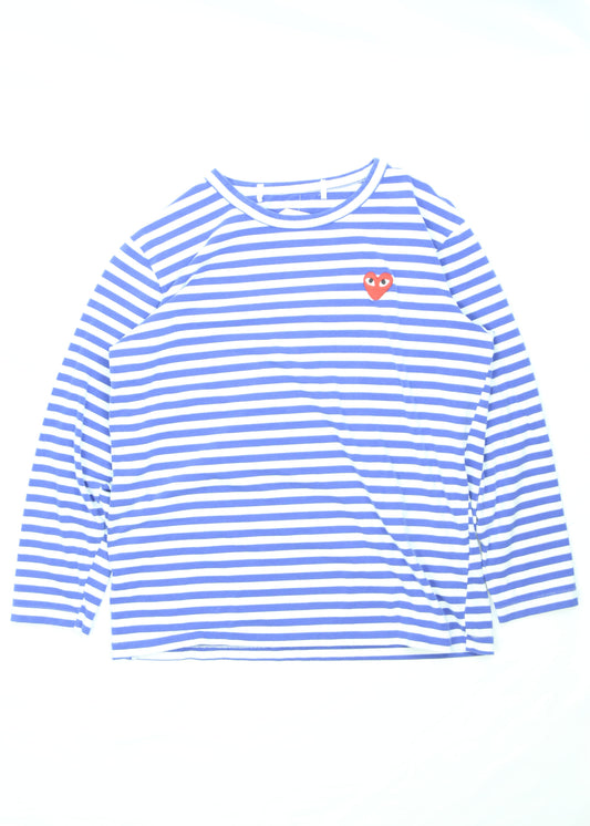 Men's Comme des Garçons Play Striped Long-Sleeve T-shirt Size Small