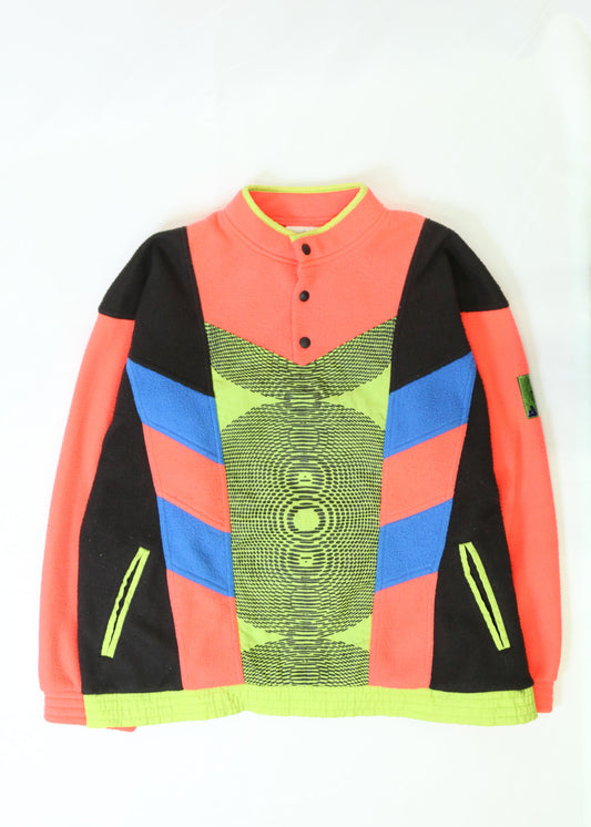 Men's Vintage Adidas Multicolour Fleece Pullover Size Medium