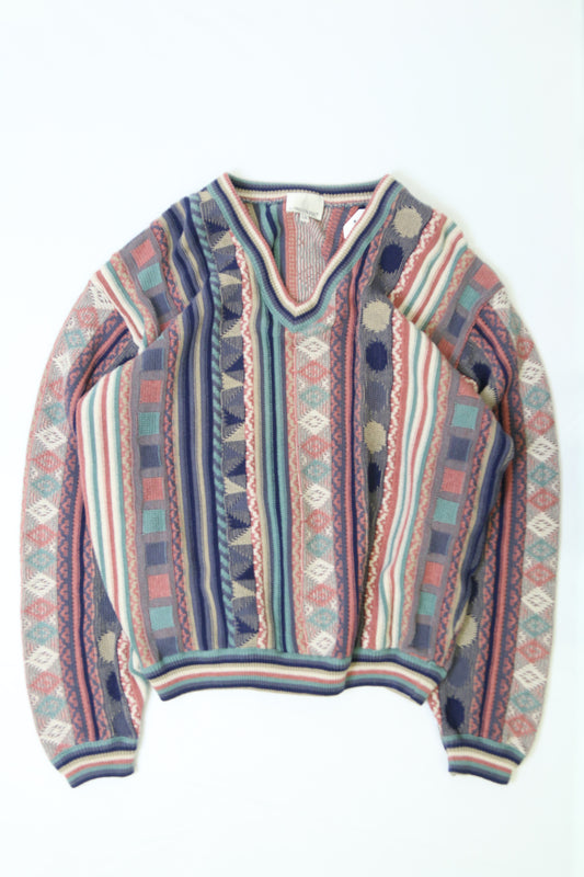 Men's Vintage London Fog Multicolored Knit Sweater Size Large