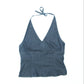 Women's RW & CO Dark Wash Denim Halter Top Size XS