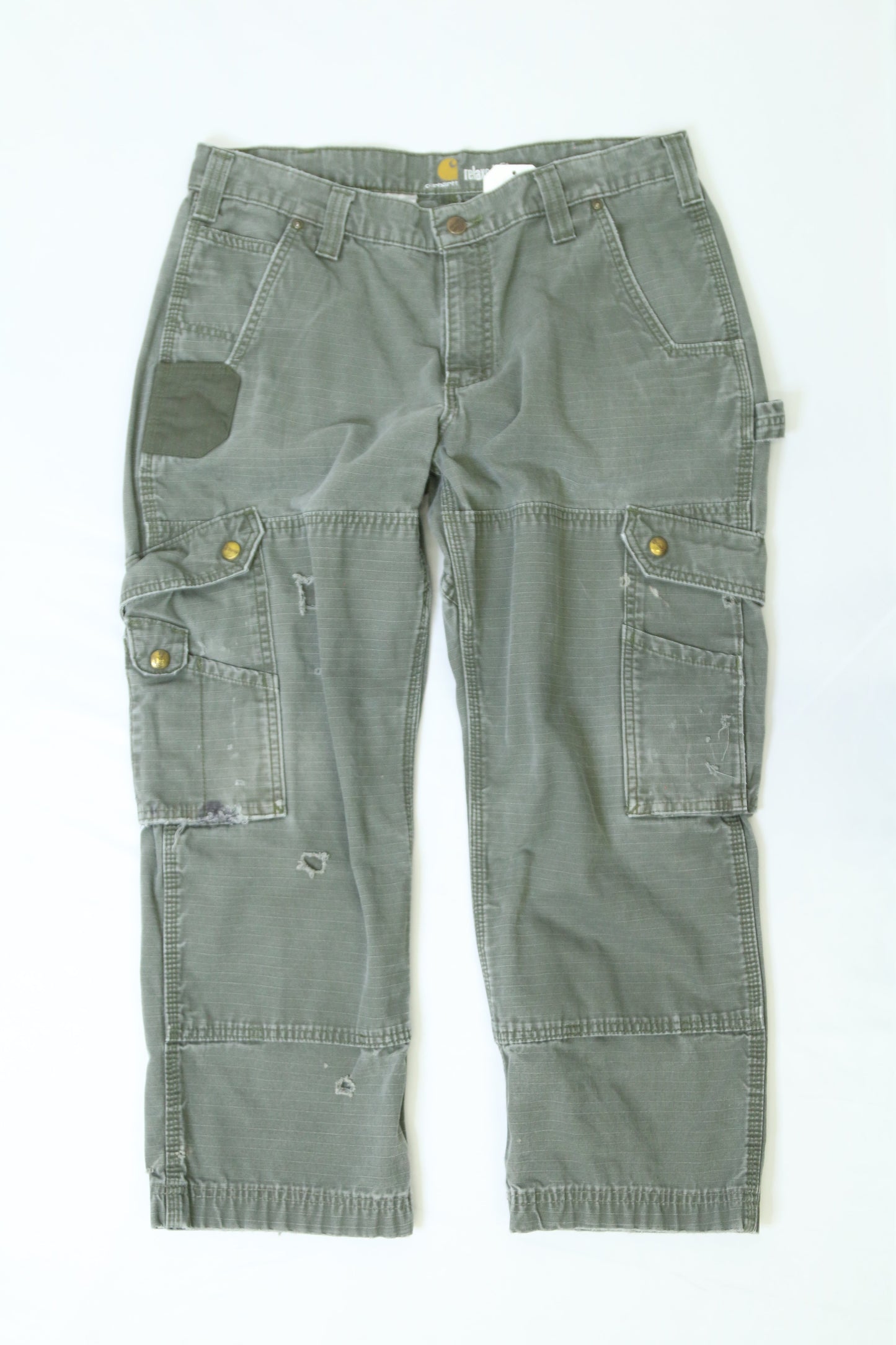 Men's Olive Green Carhartt Ripstop Cargo Pants Size 34"