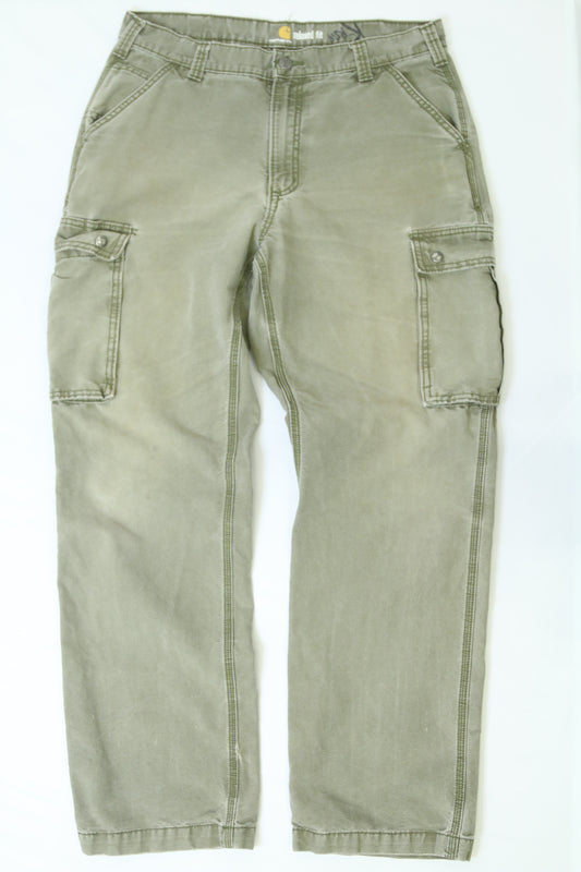 Men's Sage Green Carhartt Relaxed Fit Cargo Pants Size 36"