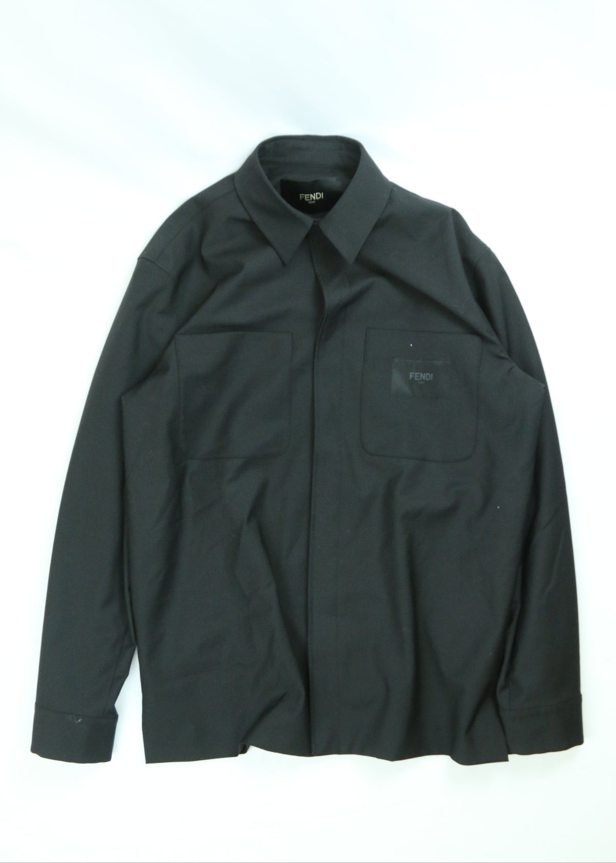 Men's Black Fendi Long-Sleeve Sasual Button-Down Shirt Size Large