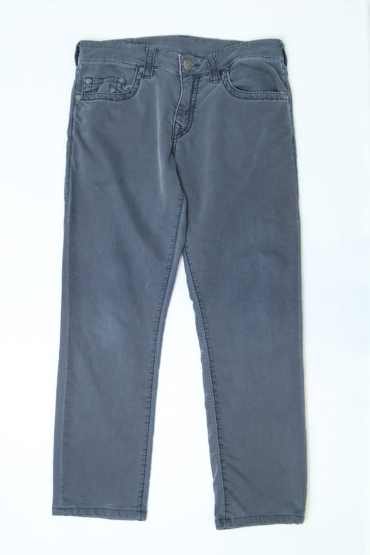 Men's Grey True Religion Geno Relaxed Slim Jeans Size 33"