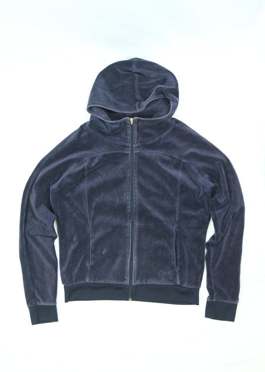 Women's Juicy Couture Y2K Navy Blue Velvet Hoodie Size Large