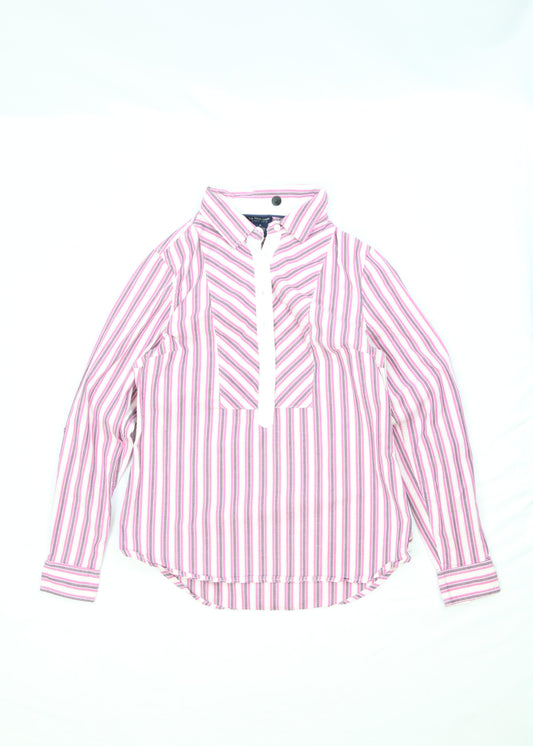 Women's Polo Assn. Pink Striped Popover Blouse Size Small