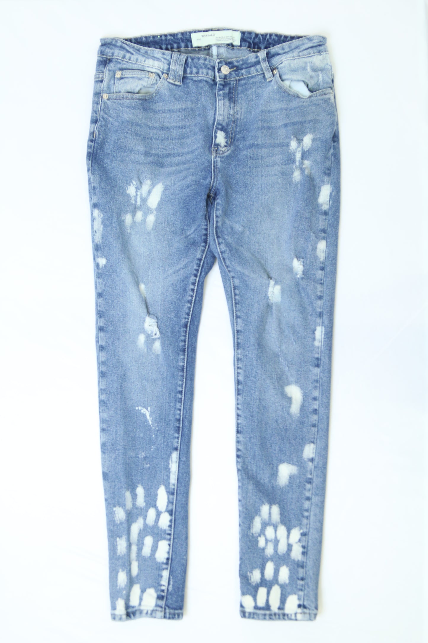 Men's Off-White Distressed Skinny Jeans Size 33"