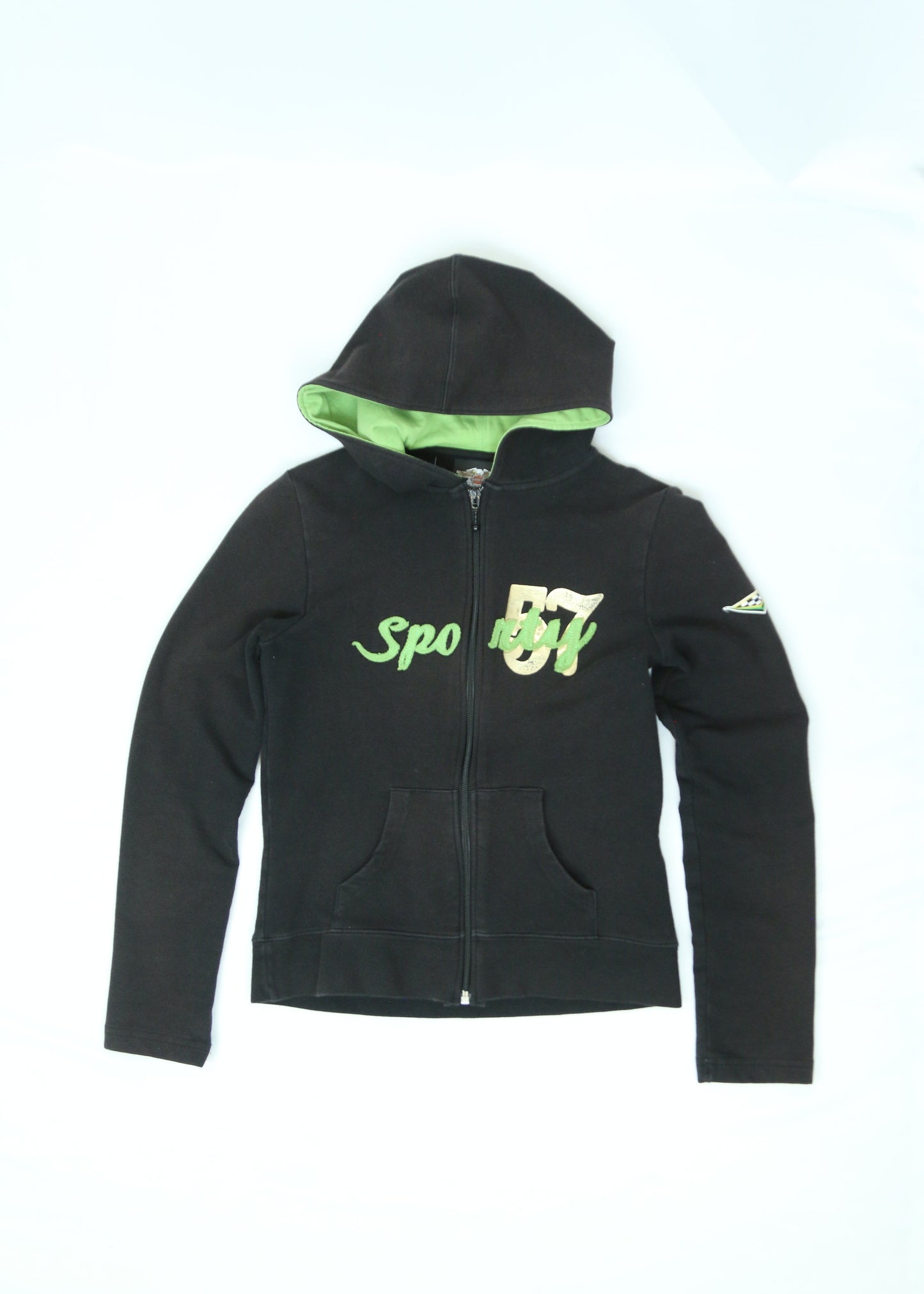 Women's Harley Davidson Black and Green Full Zip Hoodie Size Small