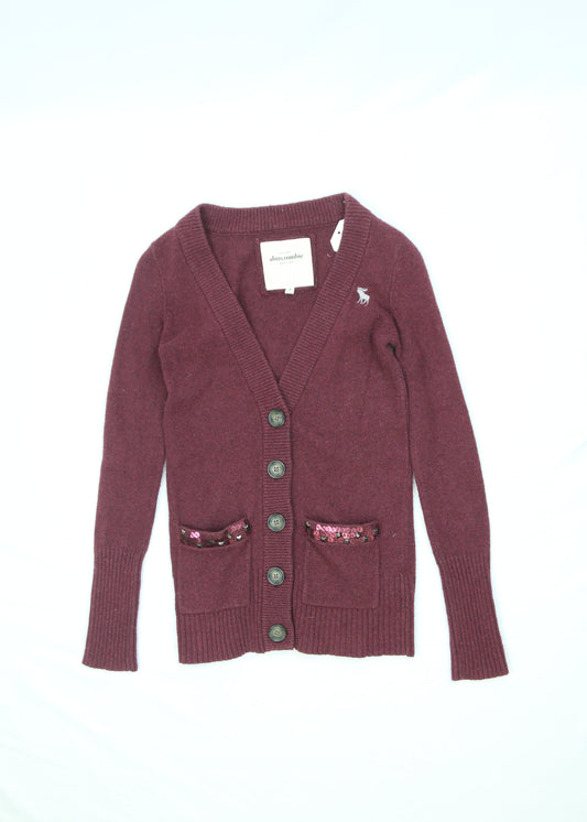 Women's Abercrombie & Fitch Maroon Button-up Cardigan Sweater Size Medium