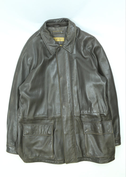 Men's Brown Marc New York Leather Jacket Size XL