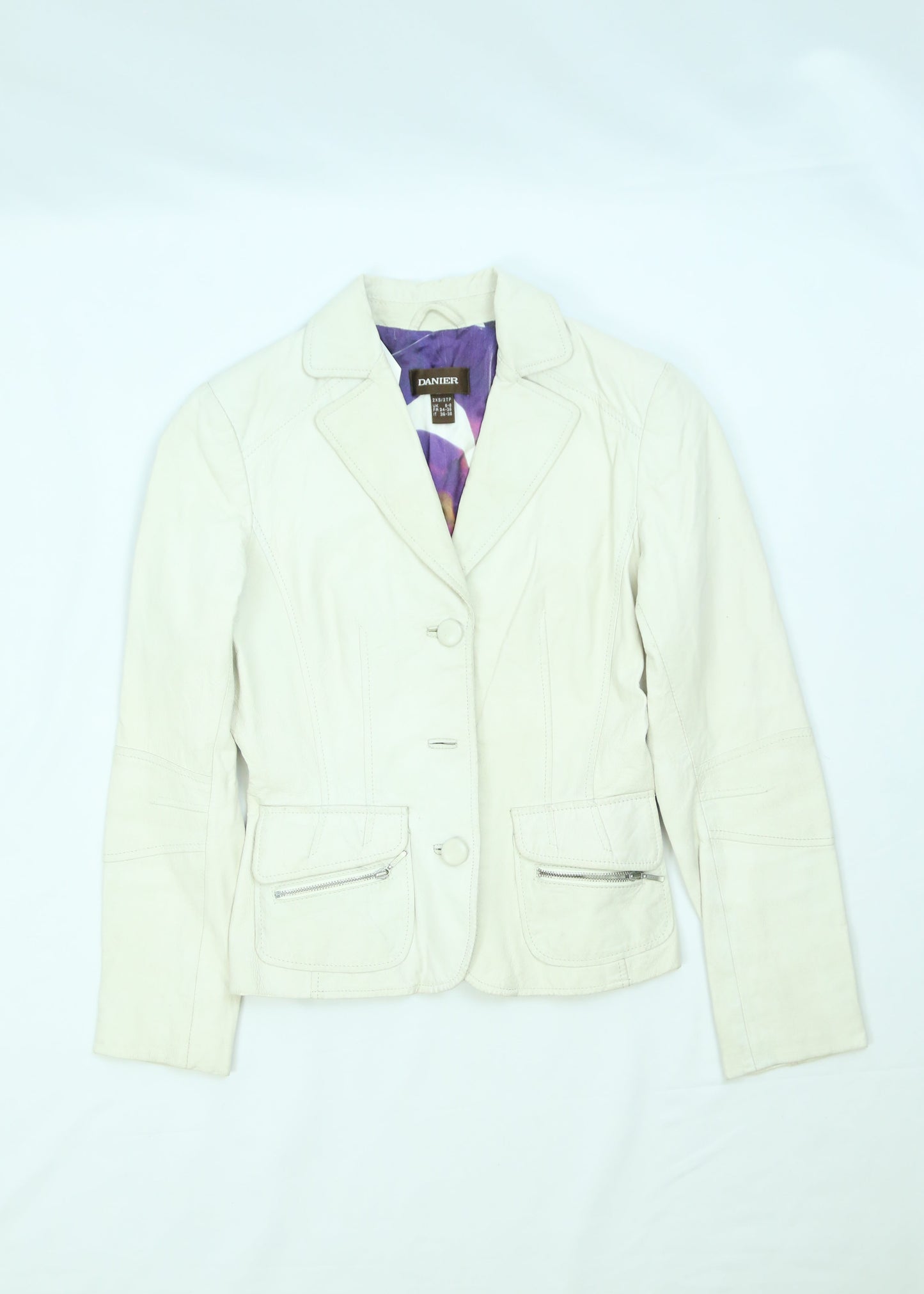 Women's White Danier Leather Jacket Size XS