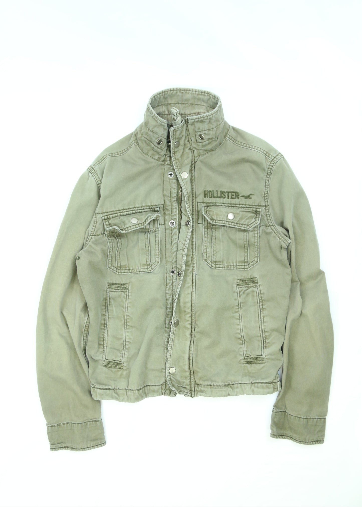 Men's Olive Green Hollister Military-Style Field Jacket Size Small