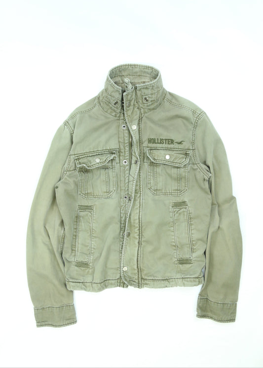 Men's Olive Green Hollister Military-Style Field Jacket Size Small