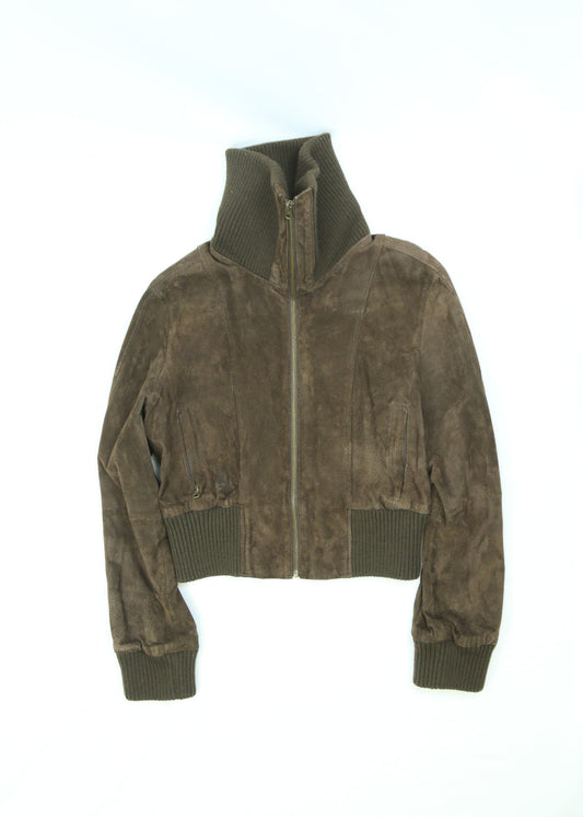 Women's Suzy Brown Suede Bomber Jacket Size Medium
