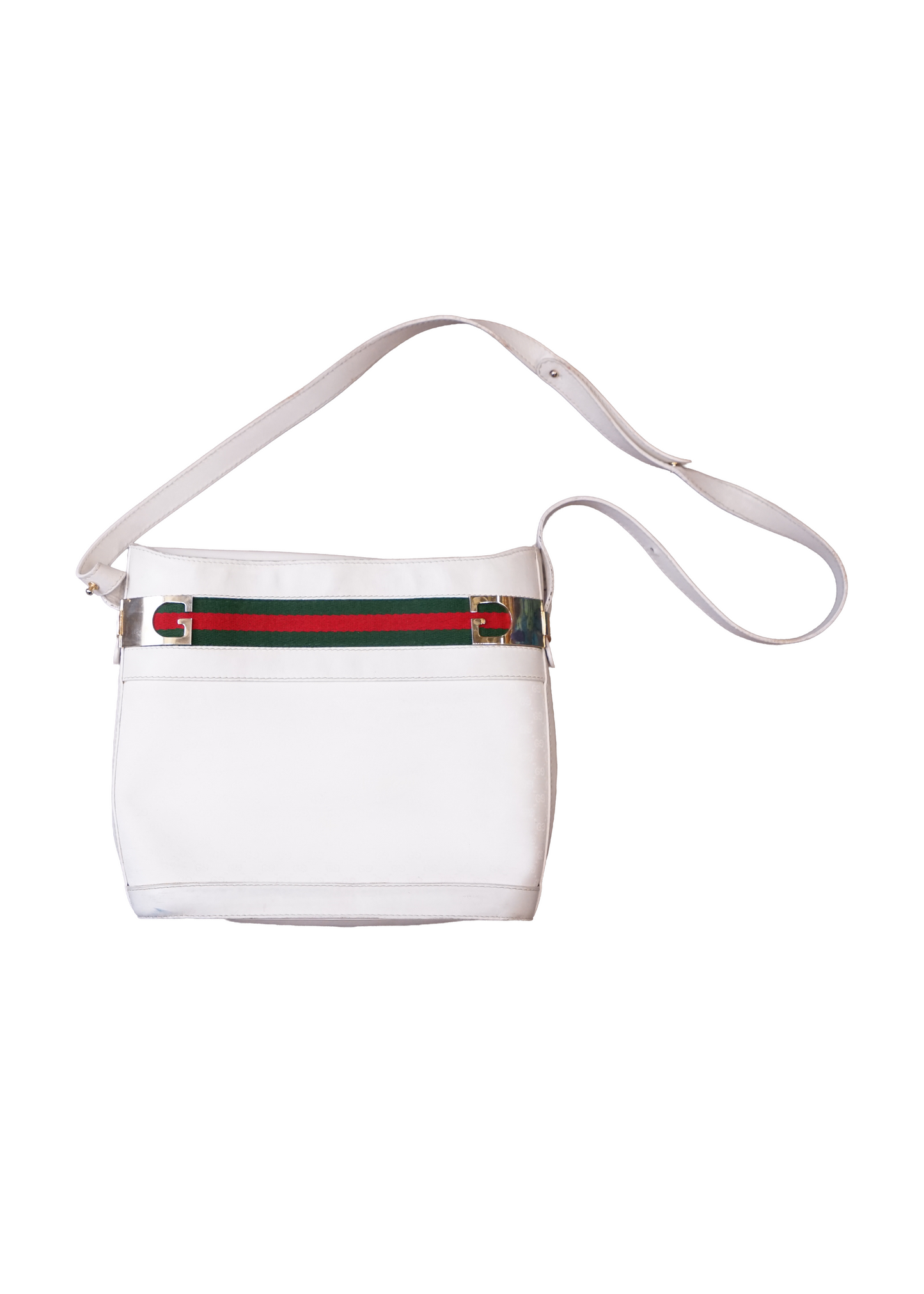 Vintage White Leather Gucci Bucket Shoulder Bag
