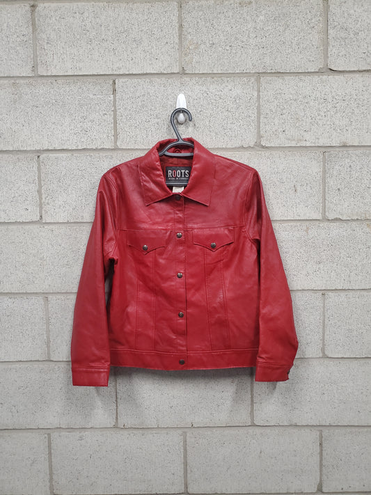 Womens Roots Leather Jacket Size 10 Medium