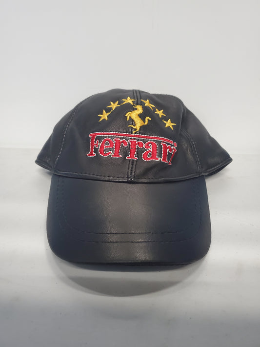 Mens Ferrari Leather Velcroback Hat