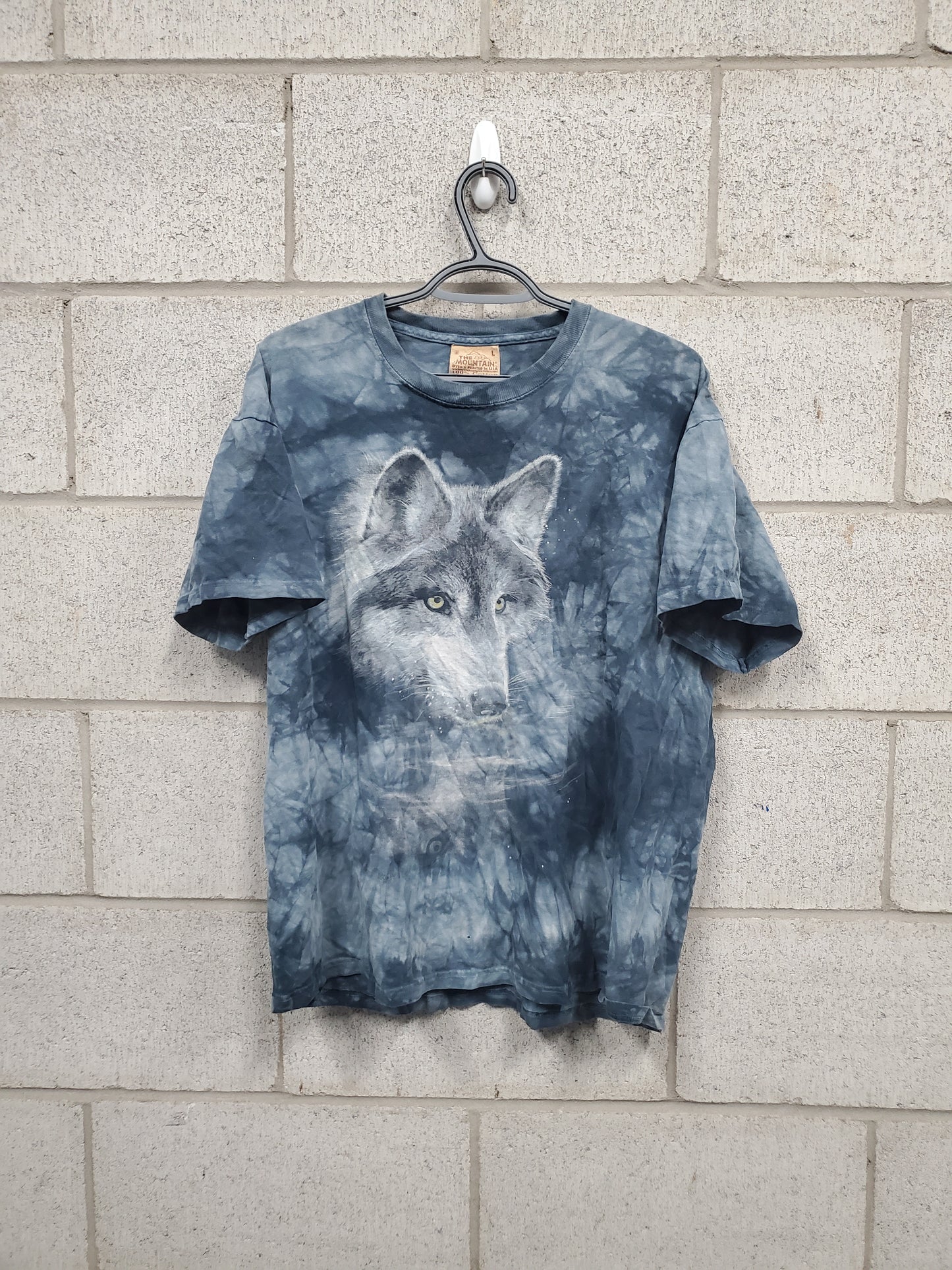 Mens Vintage Tie Dye Wolf T-Shirt Size Large