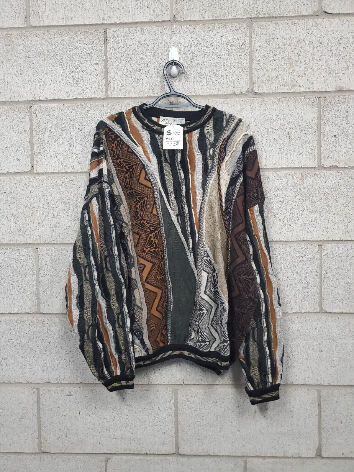 Mens 3D Knit Sweater Size Large