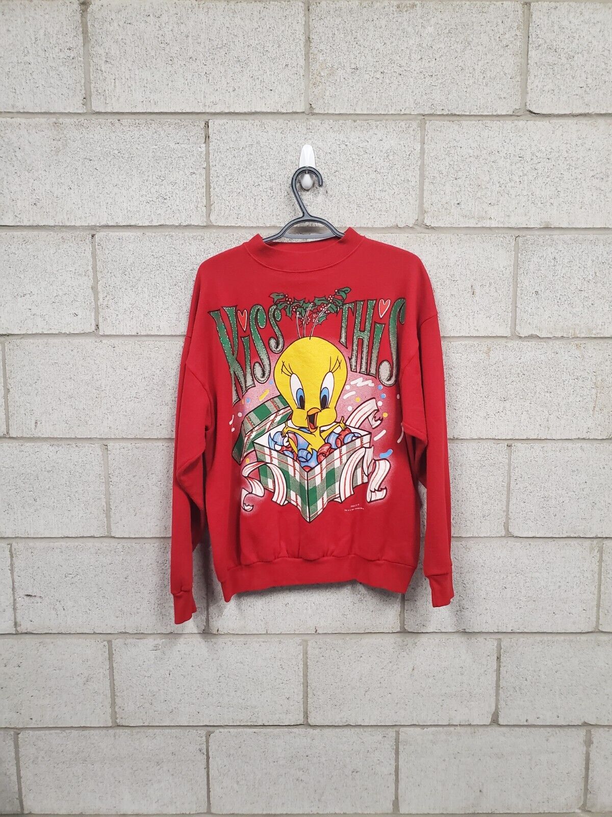 Mens 1996 Tweety Bird Crewneck Christmas Size Large