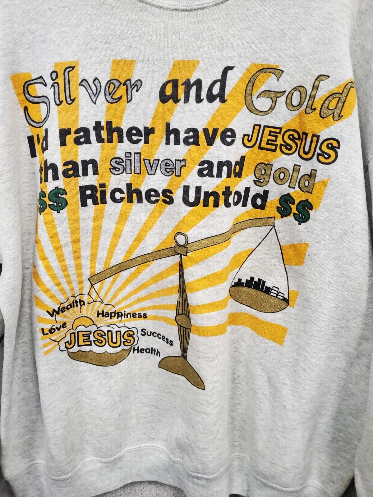 Mens Silver & Gold Jesus Crewneck Fits XL